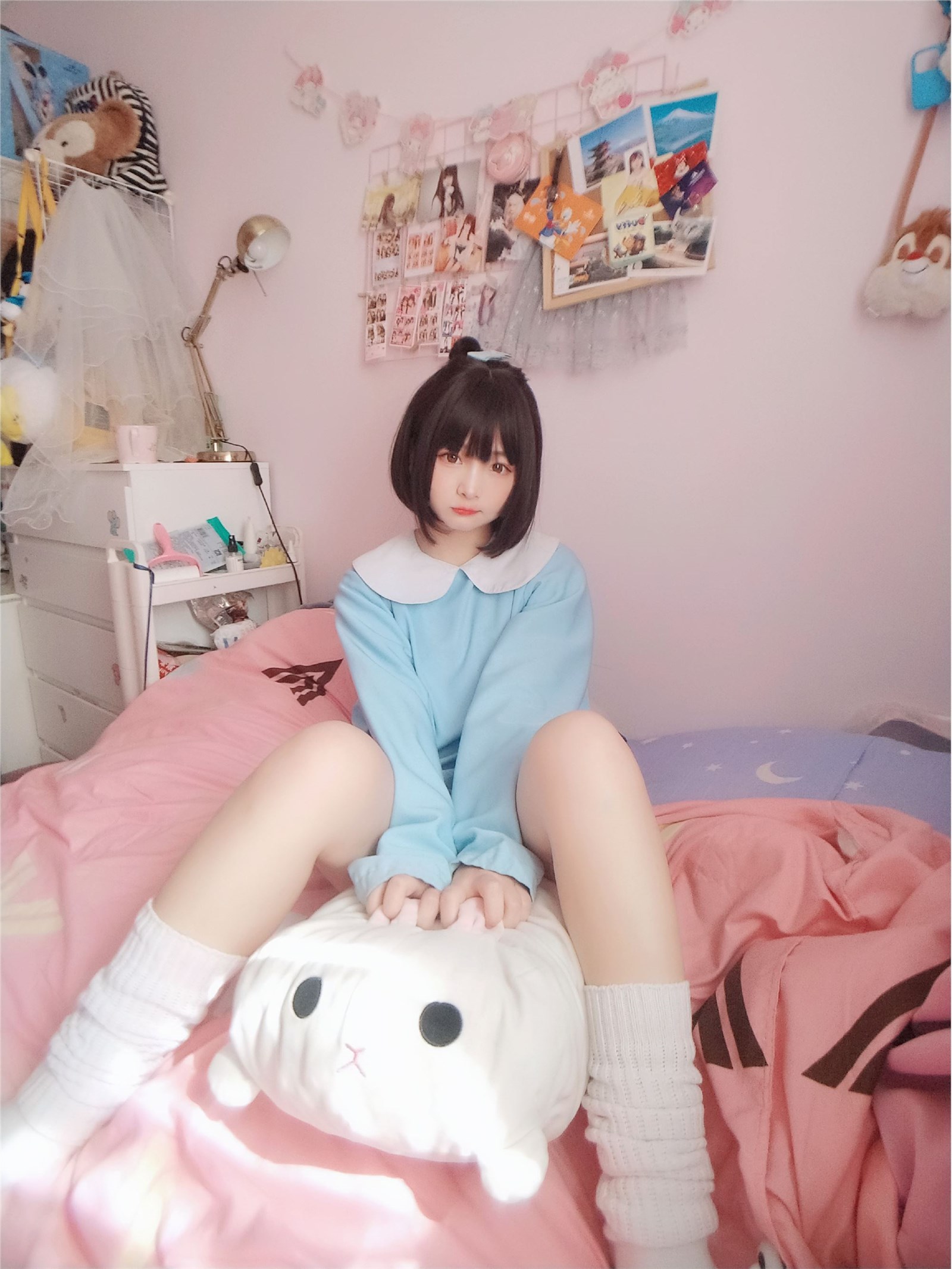 Kagura - No.63 light blue white socks(37)